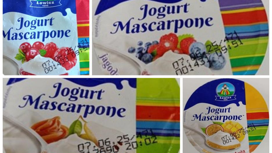 W jogurtach Łowicz mascarpone może znajdować się szkło.GIS ostrz
