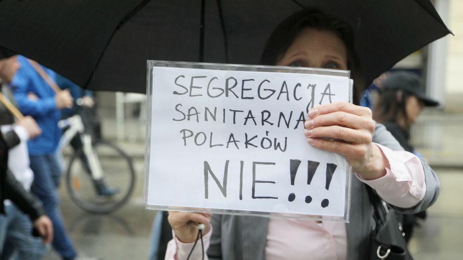 Protest przeciwników szczepień. 
