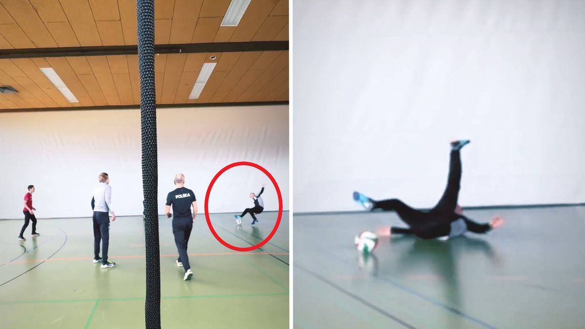 Upadek Piotra Żyły w trakcie meczu siatkówki