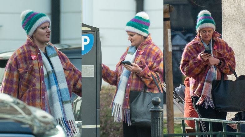Naturalna Zofia Zborowska załatwia sprawunki na mieście 