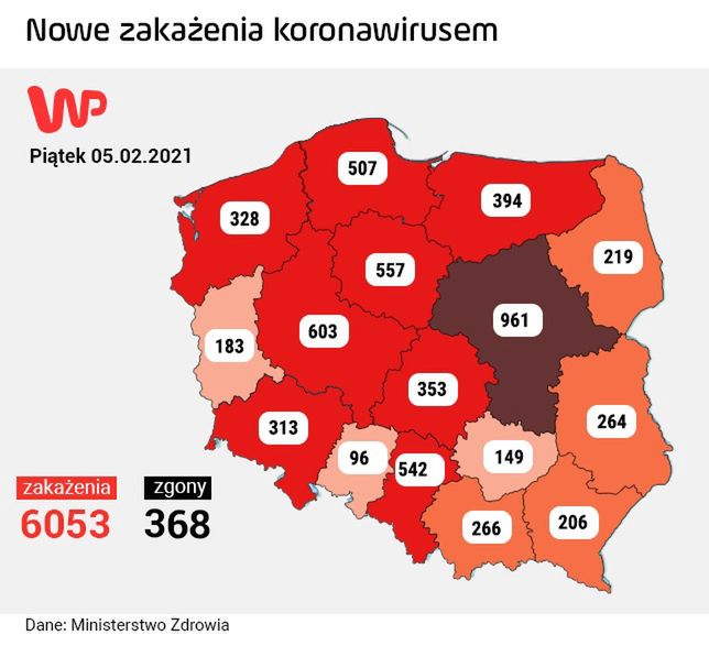 Koronawirus. Raport MZ. Nowe zakażenia i przypadki śmiertelne w Polsce [piątek 5 lutego]