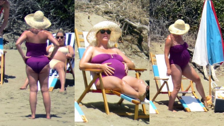 Ciężarna Katy Perry opala się na kalifornijskiej plaży w towarzystwie Orlando Blooma i Karlie Kloss (ZDJĘCIA)