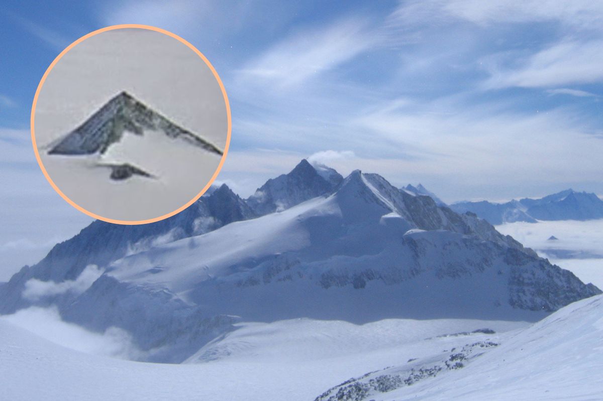 The mysterious pyramid lies in the mountain range in Antarctica.