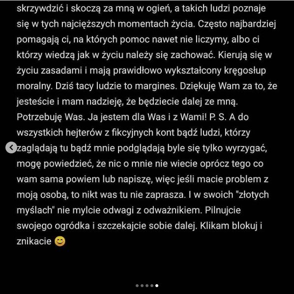 Maja Hyży dziękuje za wsparcie