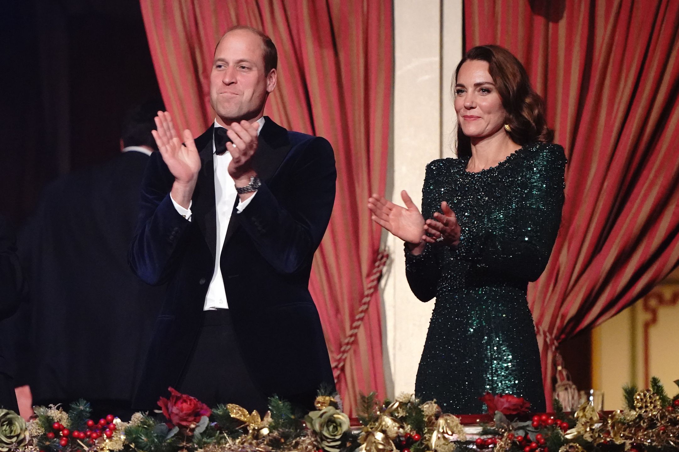 The Duke And Duchess Of Cambridge Attend The Royal Variety PerformanceLONDON, ENGLAND - NOVEMBER 18: Prince William, Duke of Cambridge and Catherine, Duchess of Cambridge applaud after watching the Royal Variety Performance at the Royal Albert Hall on November 18, 2021 in London, England. (Photo by Jonathan Brady - WPA Pool/Getty Images)WPA Pool