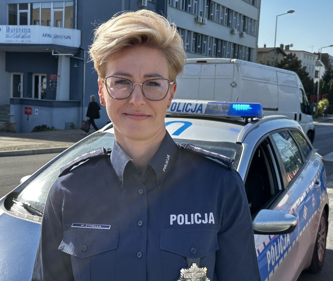 Monika Żymełka, oficer prasowa Komendy Miejskiej Policji w Lesznie