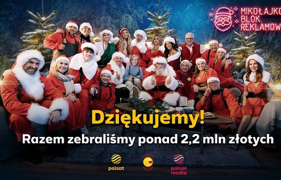 Wzrosła oglądalność Mikołajkowego Bloku Reklamowego w Polsacie. Ponad 2,2 mln widzów dla chorych dzieci