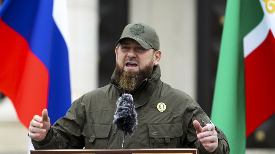 arch49
Chechnya's regional leader Ramzan Kadyrov addresses servicemen attending a review of the Chechen Republic's troops and military hardware in Grozny, the capital of the Chechen Republic, Russia, Friday, Feb. 25, 2022.  Ramzan Kadyrov said that the servicemen of the Chechen Republic are ready to carry out any order of the President of the country. (AP Photo/Musa Sadulayev)
AP