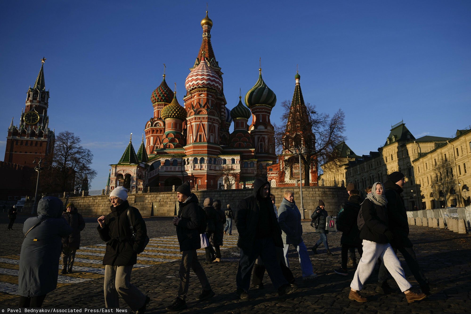 Temporary
People walk on the Red square next to St. Basil's Cathedral and the Spasskaya tower of the Kremlin on a sunny day in Moscow, Russia, Tuesday, Nov. 26, 2024. (AP Photo/Pavel Bednyakov)
Pavel Bednyakov