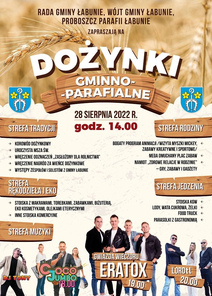 Dożynki Gminy Łabunie 2022 - program
