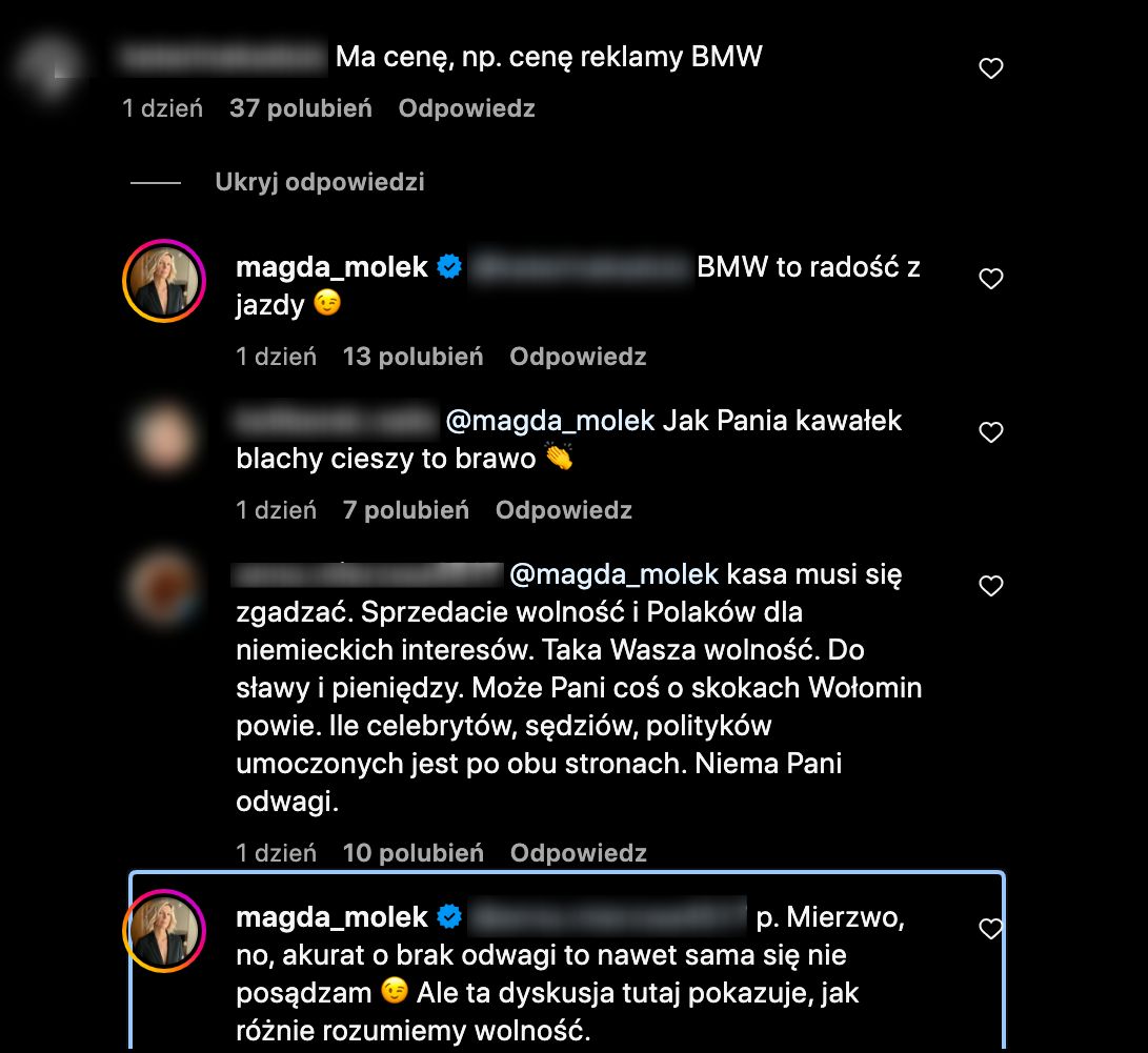 Magda Mołek odpowiedziała na komentarze o hipokryzje