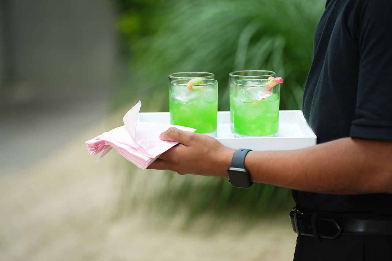 EAST HAMPTON, NEW YORK - JULY 20:Signature drinks arrive as LongHouse Reserve Summer Benefit honors Kenny Scharf and Tony Bechara at LongHouse Reserve on July 20, 2024 in East Hampton, New York. (Photo by Jared Siskin/Patrick McMullan via Getty Images)