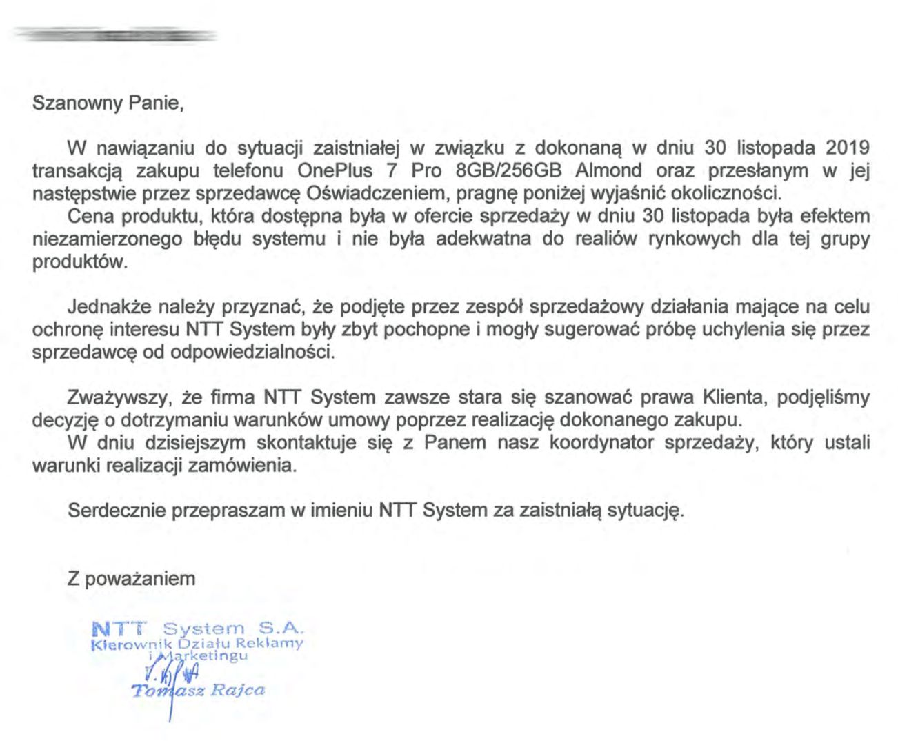 Polski dystrybutor odmawia wydania OnePlusa 7 Pro zakupionego w Black Friday [AKTUALIZACJA: klienci jednak dostaną telefony] 3