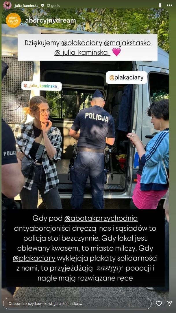 Julia Kamińska zrelacjonowała sprzeczkę z policjantem