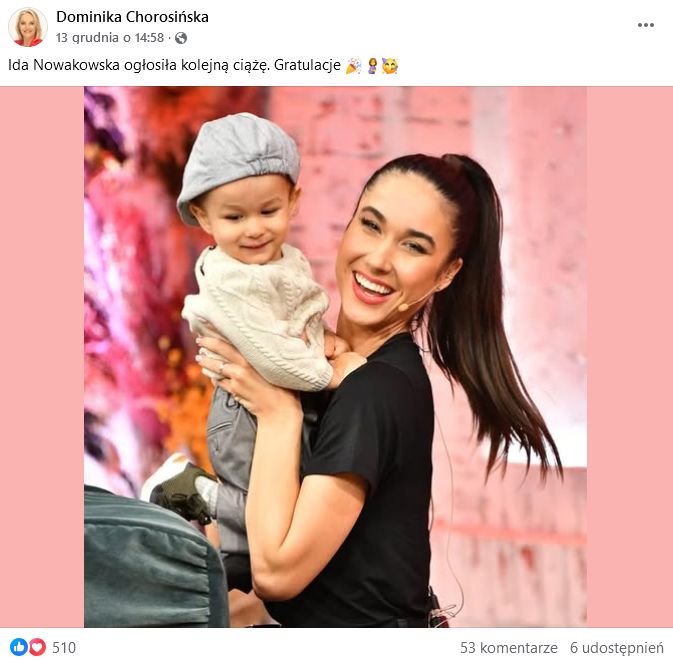 Dominika Chorosińska ogłasza ciążę Idy Nowakowskiej