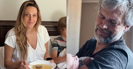 Dumny tata Michał Żebrowski zachwyca się stopami małego Feliksa na wspólnym zdjęciu: "GIRY" (FOTO)