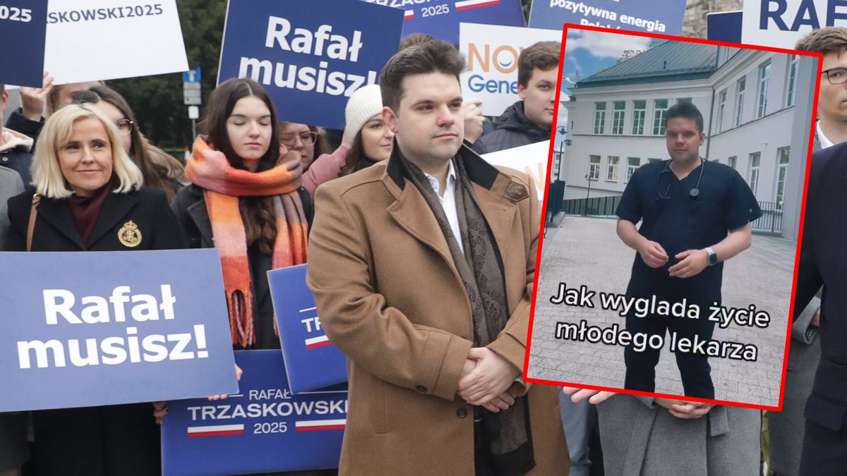 Dawid Kacprzyk podczas kampanii Rafała Trzaskowskiego w 2025r. 