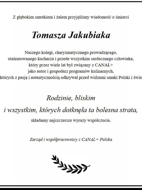 CANAL+ żegna Tomasza Jakubiaka