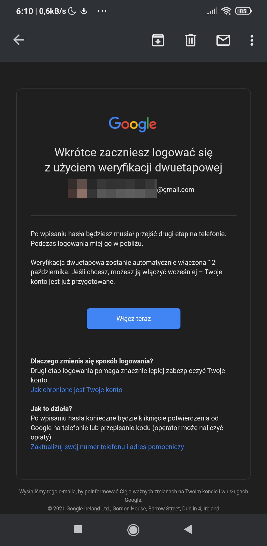 Google przypomina o obowiązkowym 2FA