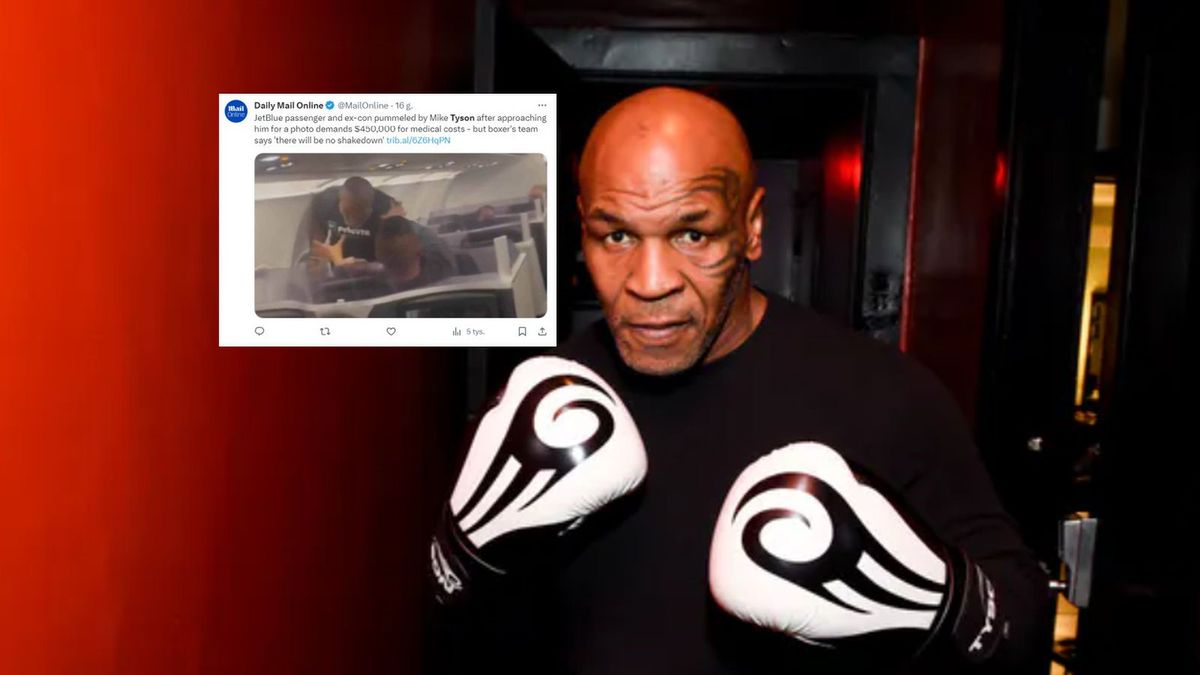 Na zdjęciu: Mike Tyson, na małym zdjęciu: fragment nagrania z awanturą w samolocie