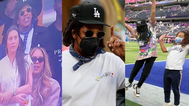 Jay-Z dokazuje z 10-letnią Blue Ivy Carter podczas 56. Super Bowl 2022. Beyonce ukryła się na trybunach? (ZDJĘCIA)