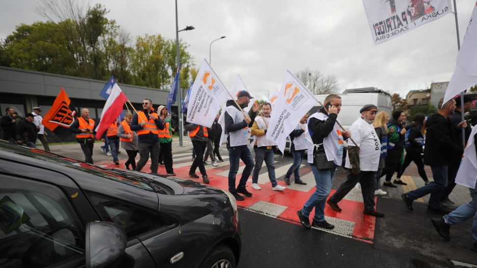 Protest hutników i koksowników w Dąbrowie Górniczej