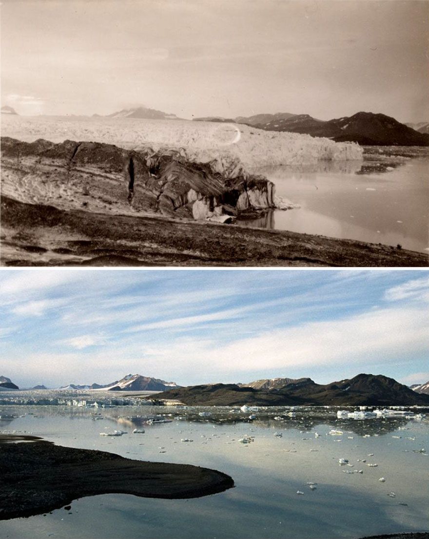 Zdjęcia norweskich lodowców zrobione z odstępem 100 lat pokazują wielkie zmiany klimatyczne 3