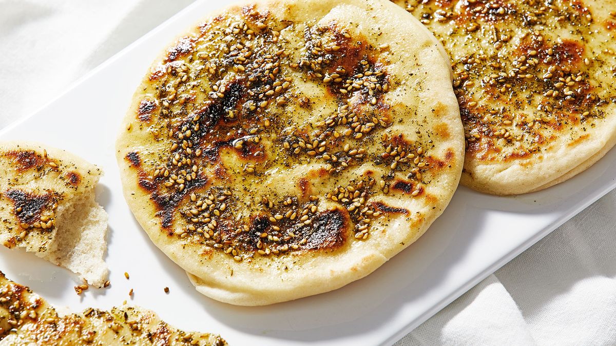 WASHINGTON, DC - DEC 02 : Staff favorite cookbooks recipes. Zaatar Rubbed Pitas, From Bazaar: Vibrant Vegetarian Recipes. Photographed for Voraciously at The Washington Post via Getty Images in Washington DC. (Tom McCorkle for The Washington Post via Getty Images; food styling by Lisa Cherkasky for The Washington Post via Getty Images)