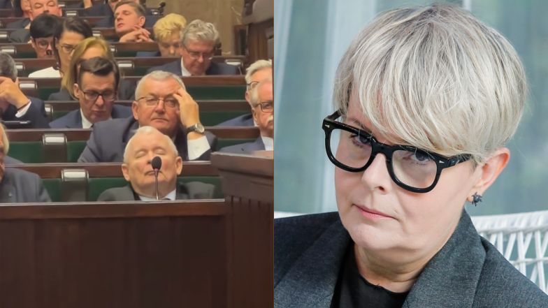 Karolina Korwin Piotrowska udostępnia filmik śpiącego Jarosława Kaczyńskiego w Sejmie