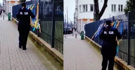 Skandal. Na szkole wywieszono barwy Ukrainy. To zrobiła policjantka