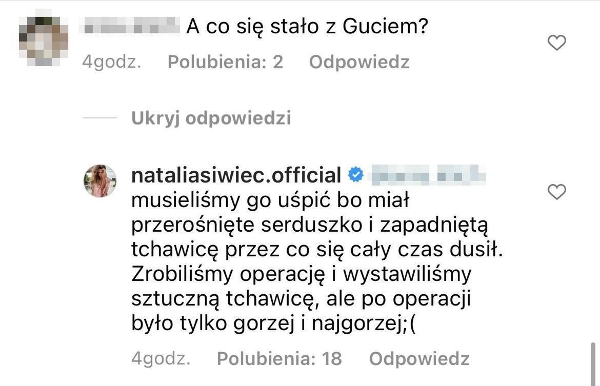 Dyskusja pod postem z pieskiem Natalii Siwiec