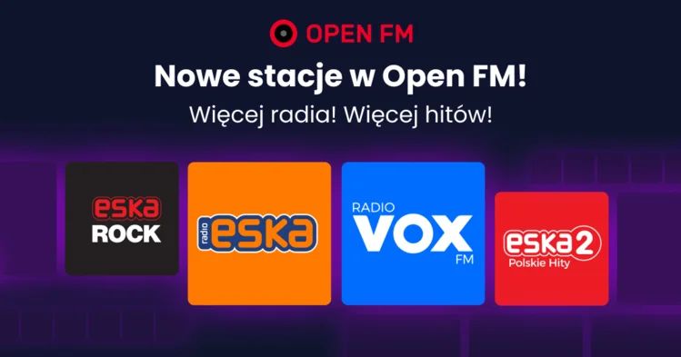 Radio ESKA, ESKA2, Eska ROCK i Radio VOX FM dołączają do Open FM. Słuchacze zyskują jeszcze szerszy wybór treści audio