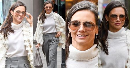 #TRENDY: Kinga Rusin w białym golfie i ponczo