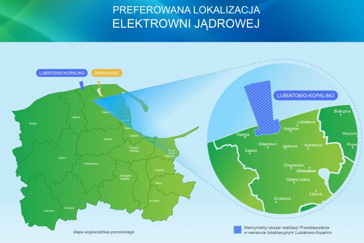 Preferowana lokalizacja pierwszej elektrowni jądrowej w Polsce