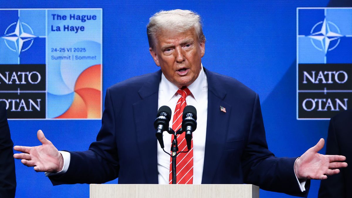 US President Donald Trump attends a press conference during the 76th NATO Summit in the World Forum in The Hague, Netherlands on June 25th, 2025.  (Photo by Beata Zawrzel/NurPhoto via Getty Images)
