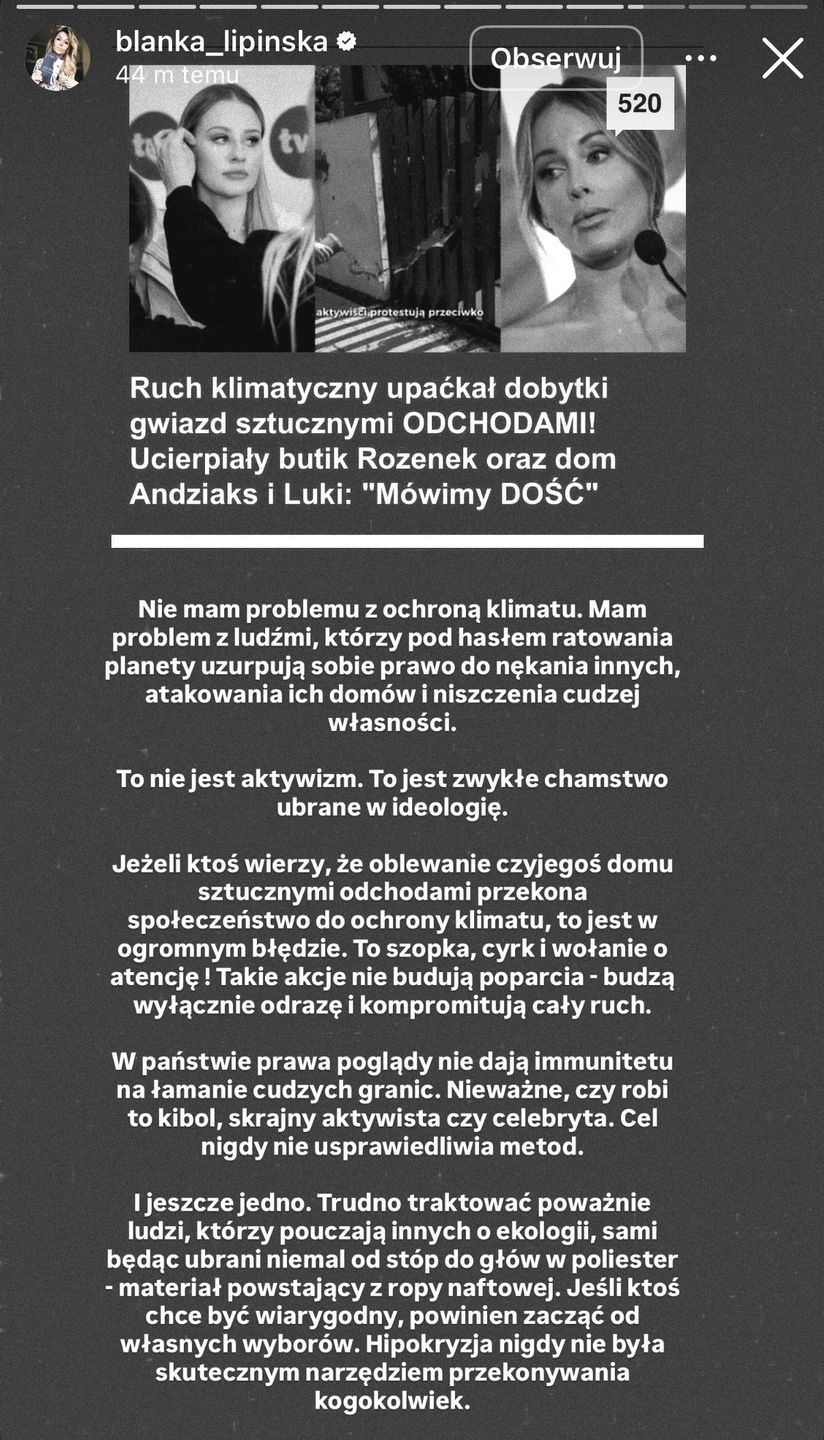 Blanka Lipińska uderza w aktywistów 