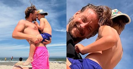 Sebastian Fabijański dokazuje z synem na plaży. Uroczy widok?