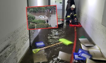 Ulewa paraliżuje Suwałki. Zalane ulice i domy