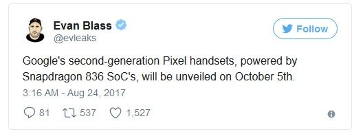 Google Pixel 2 w październiku