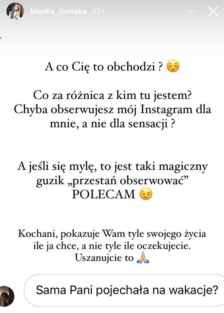 Blanka Lipińska strofuje fankę