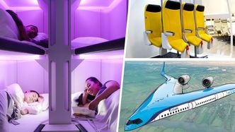 Tak możemy latać w przyszłości. Płaskie łóżka, fotele na stojąco i samoloty w kształcie litery "V"