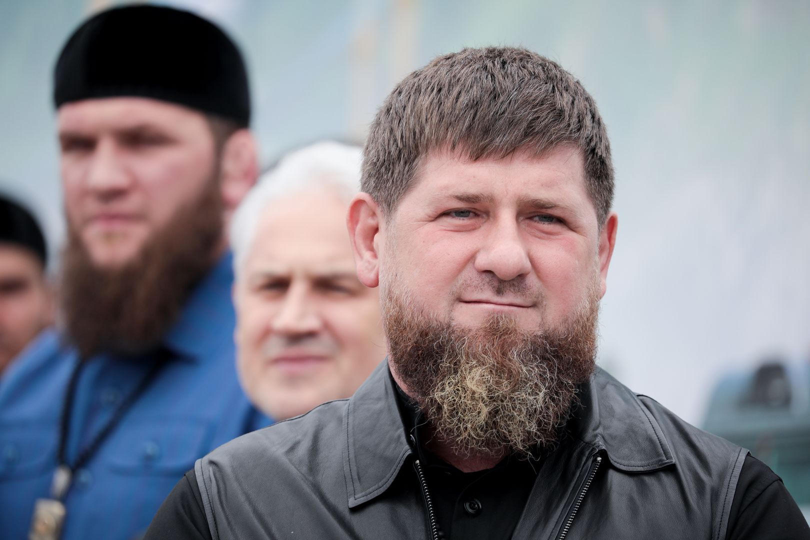 GROZNY, RUSSIA - MAY 17, 2022: Chechen Republic Head Ramzan Kadyrov attends the national round of the 4th edition of the all-Russian contest Best Taxi Driver in Russia at the Krepost Groznaya car track in Grozny, Chechnya. 24 winners of regional rounds of the contest are competing in the national round. Yelena Afonina/TASS