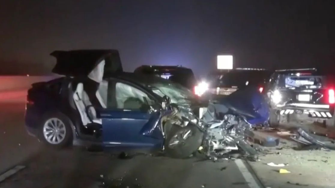 Według ekspertów stroboskopowe światła policyjnego pojazdu mogły stworzyć zamglony obraz dla Tesli