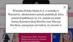 Pudelek przeprasza Joannę Koroniewską i Macieja Dowbora za naruszenie dobrego imienia
