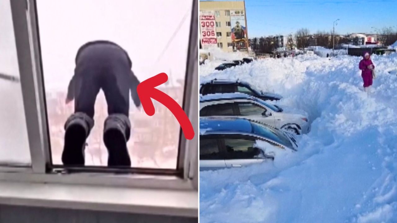 Wyskoczył przez okno na śnieg. Nagrania po ataku zimy na Kamczatce