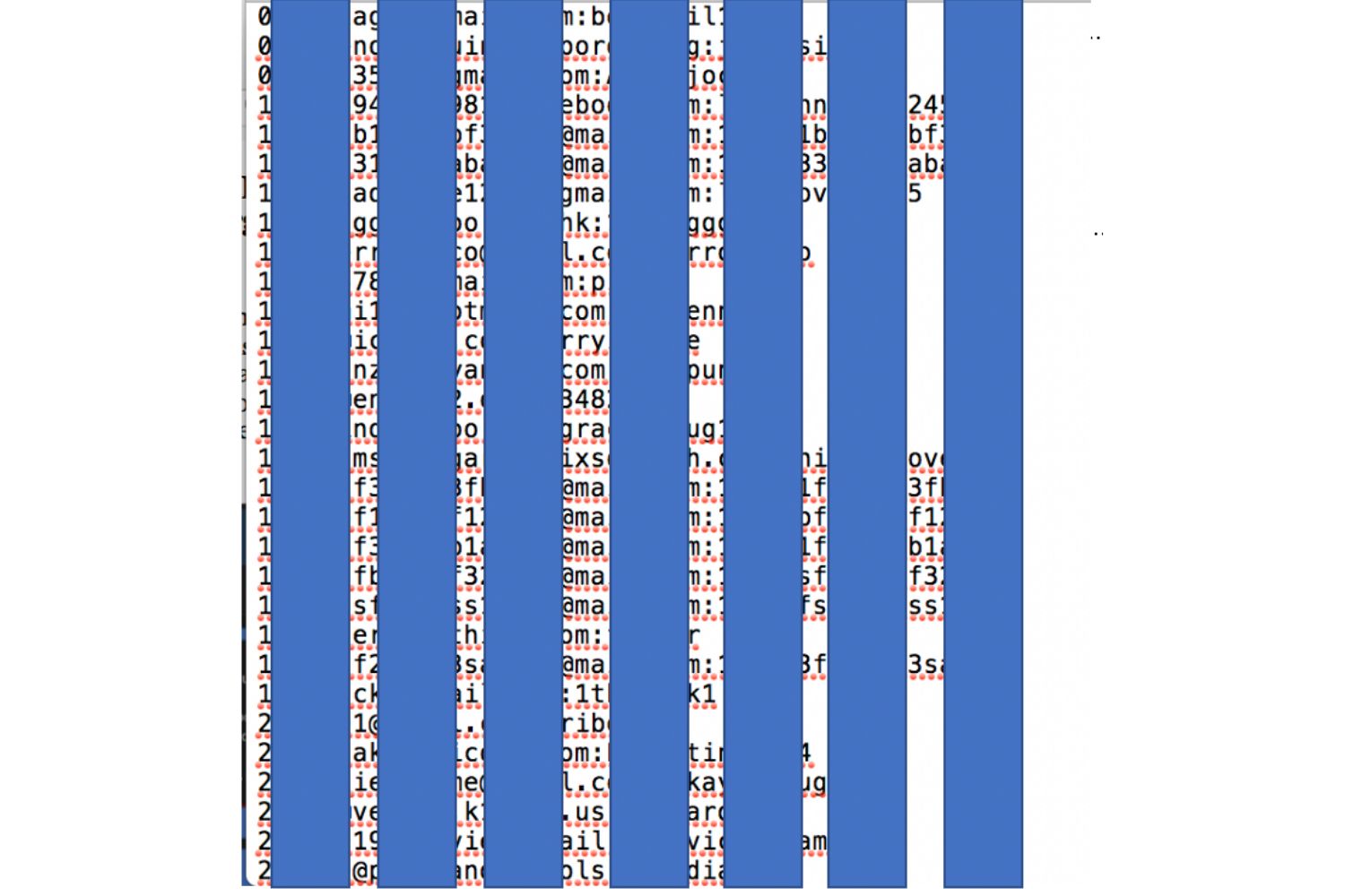 zrzut ekranu wykradzionych rekordów, fot. Cyble