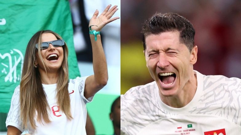 Anna Lewandowska świętuje gola Roberta Lewandowskiego