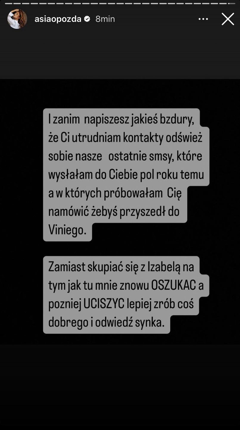 Joanna Opozda odpowiada Antkowi Królikowskiemu