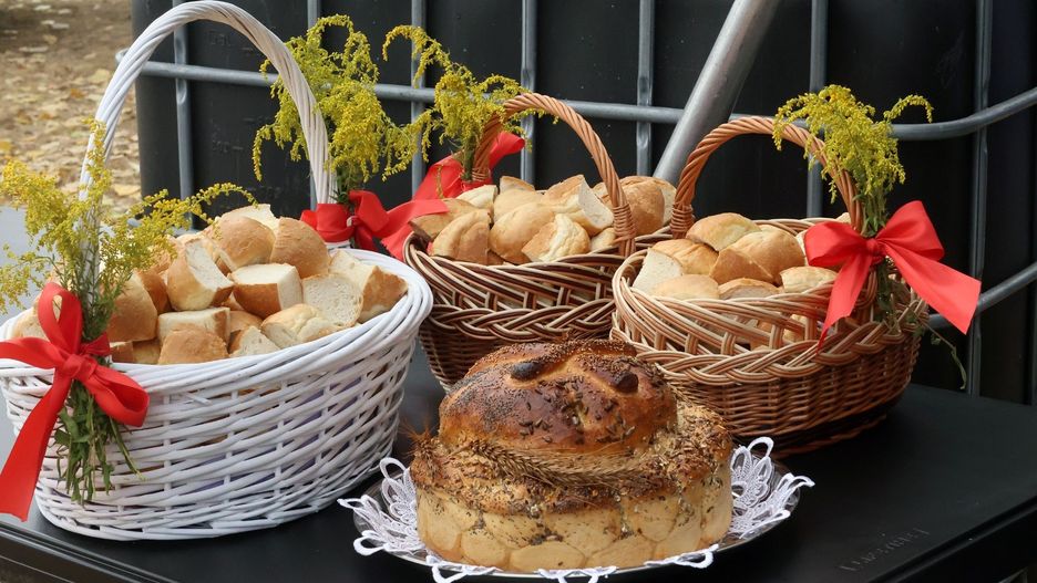Na dożynkach, czy to gminnych, parafialnych, czy też krajowych, nie brakuje chleba. To symbol obfitości i podziękowania za to, co udało się zebrać.