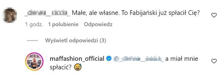 Maffashion wdaje się w dyskusję z fanką. Chodziło o Fabijańskiego